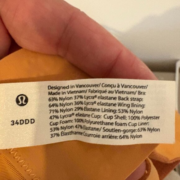 2 Lululemon Energy Sports Bras – Size 34DDD – Black & Orange – Gently Worn - Picture 4 of 6